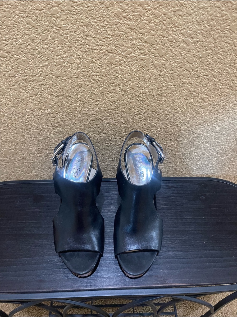 Michael Kors Black Open-Toe Slingback Heels